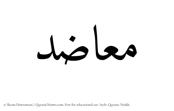 The Muslim name Muazid written in Quranic naskh script
