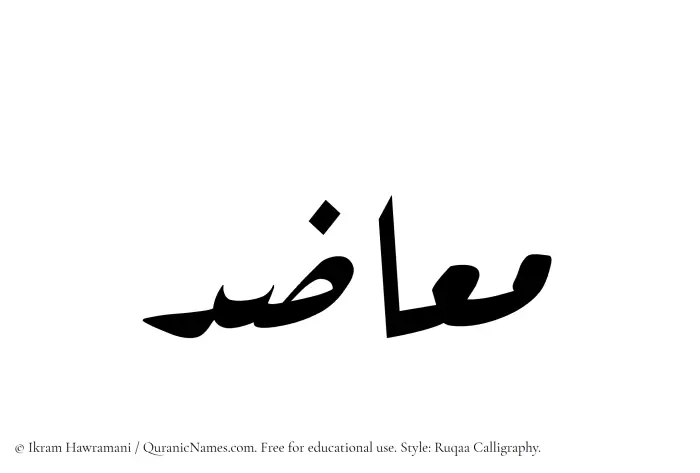 The Muslim name Muazid written in Ruqaa calligraphic script