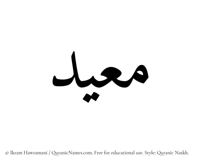 The Muslim name Mueid written in Quranic naskh script
