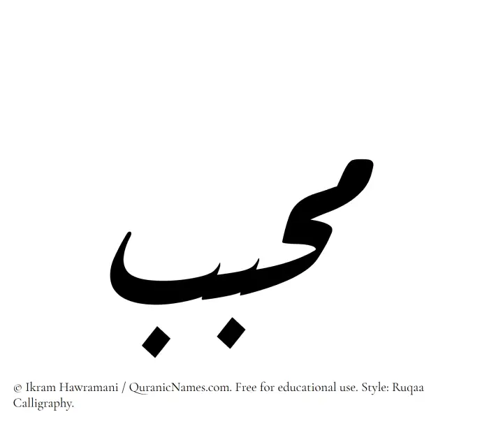 The Muslim name Muhabbib written in Ruqaa calligraphic script