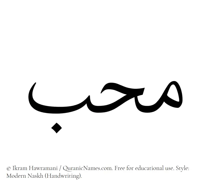 The Muslim name Muhib written in naskh script