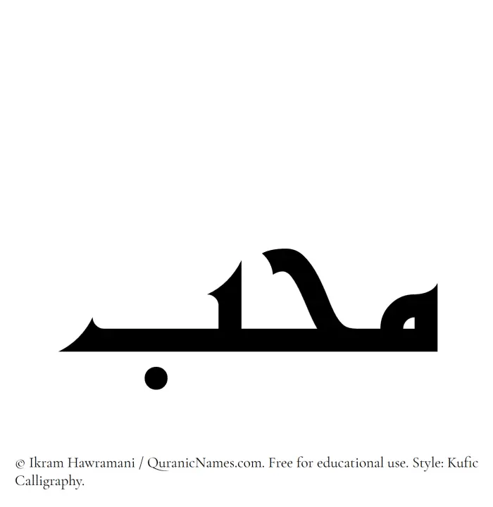 The Muslim name Muhib written in Kufi/Kufic calligraphic script