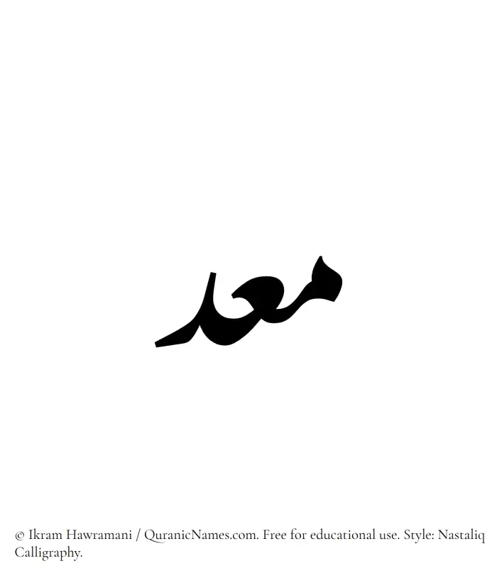 The Muslim name word Muidd written in Nastaliq calligraphic script