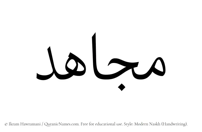 The Muslim name Mujahid written in naskh script