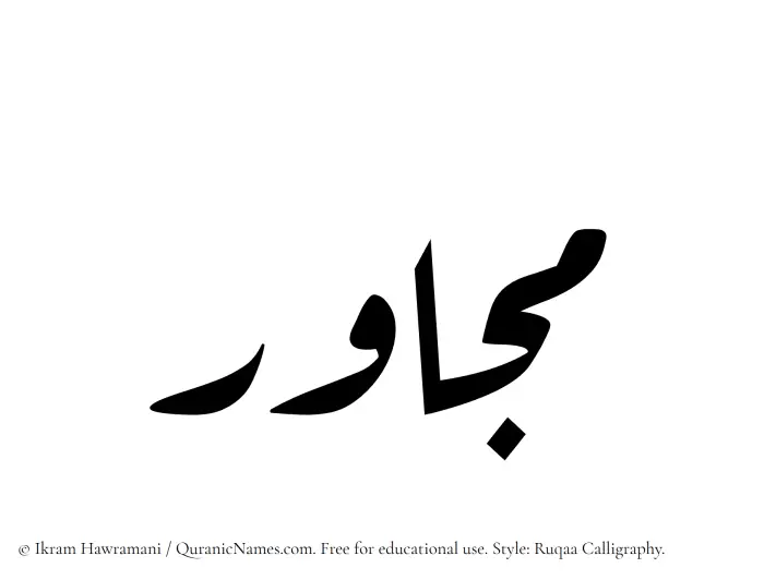 The Muslim name Mujawir written in Ruqaa calligraphic script