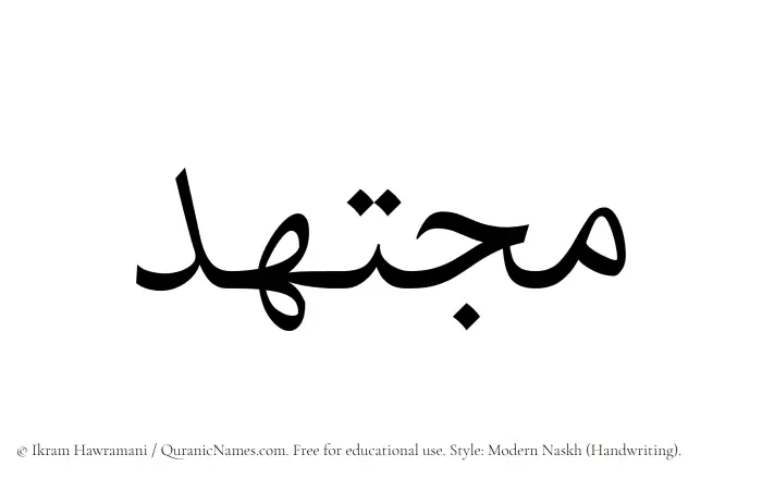 The Muslim name Mujtahid written in naskh script
