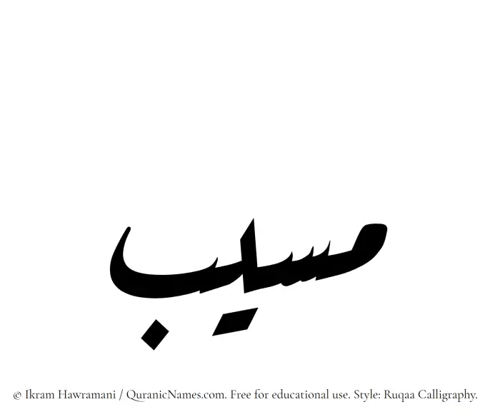 The Muslim name Musayyab written in Ruqaa calligraphic script