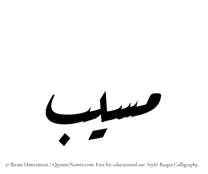 The Muslim name Musayyib written in Ruqaa calligraphic script