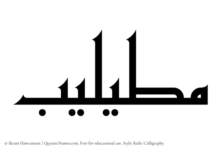 The Muslim name Mutailib written in Kufi/Kufic calligraphic script