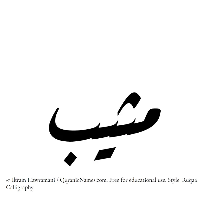 The Muslim name Muthib written in Ruqaa calligraphic script