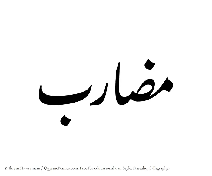 The Muslim name word Muzarib written in Nastaliq calligraphic script