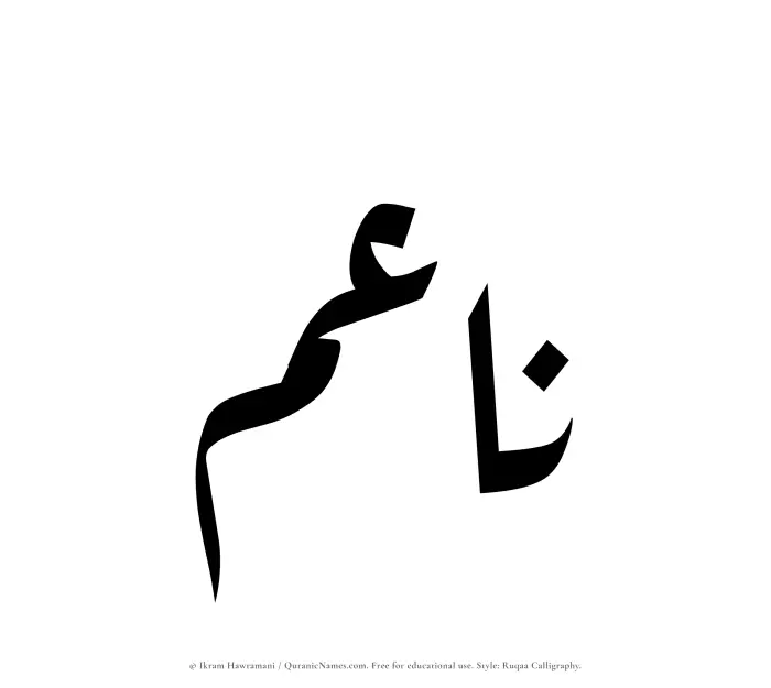 The Muslim name Naaim written in Ruqaa calligraphic script