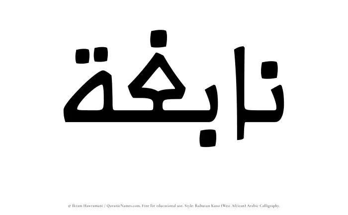 The Muslim name Nabighah written in Rubutun Kano calligraphic script