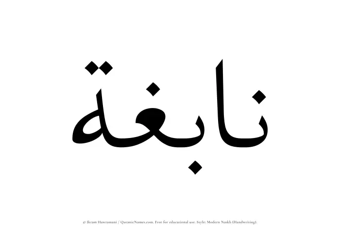 The Muslim name Nabighah written in naskh script