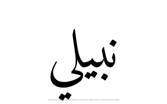 The Muslim name Nabili written in Quranic naskh script