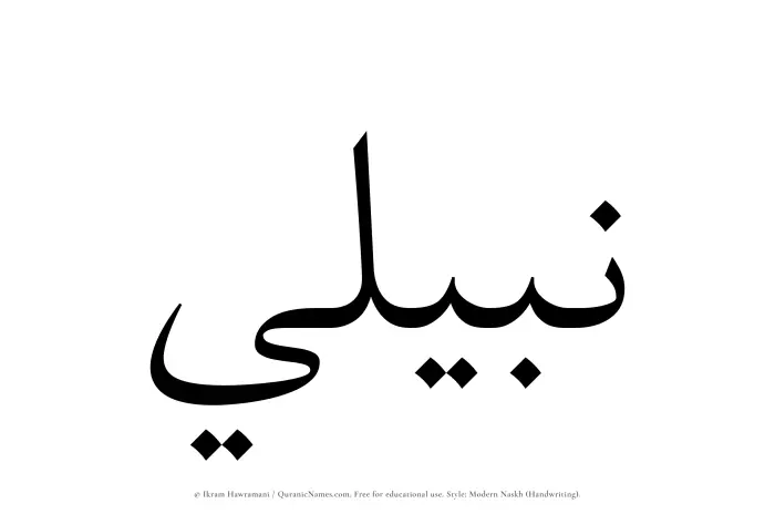 The Muslim name Nabili written in naskh script