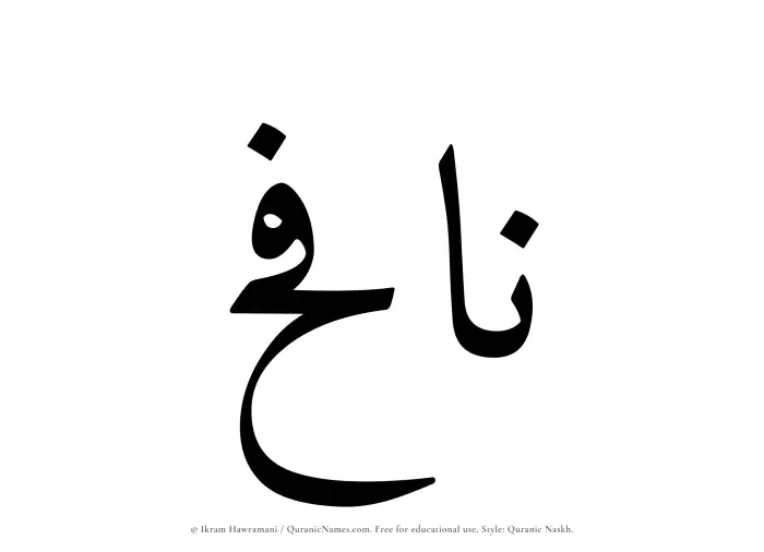 The Muslim name Nafih written in Quranic naskh script