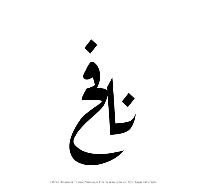 The Muslim name Nafih written in Ruqaa calligraphic script