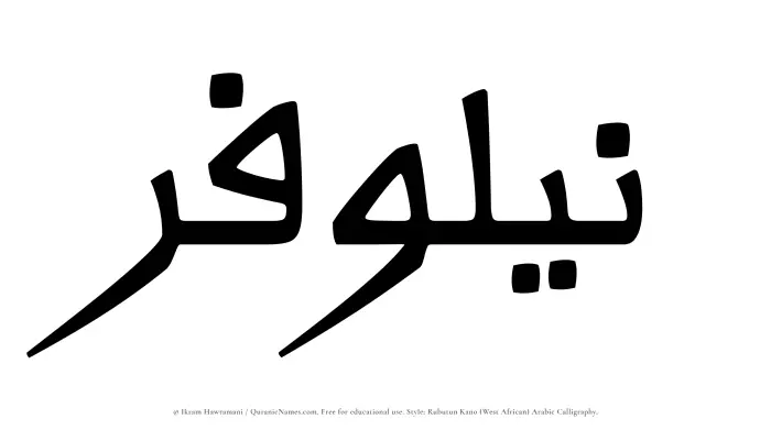 The Muslim name Nailufar written in Rubutun Kano calligraphic script