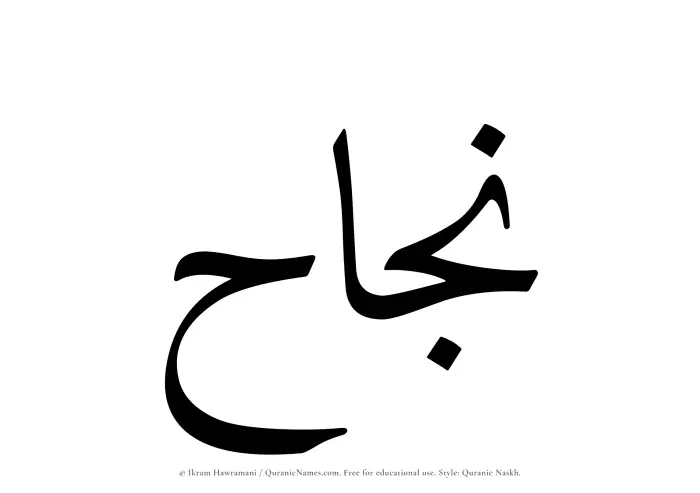 The Muslim name Najah written in Quranic naskh script