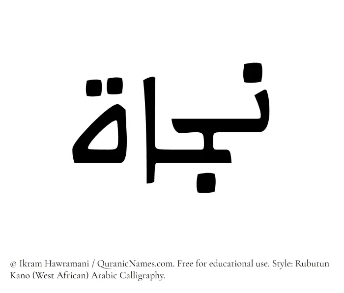 The Muslim name Najat written in Rubutun Kano calligraphic script