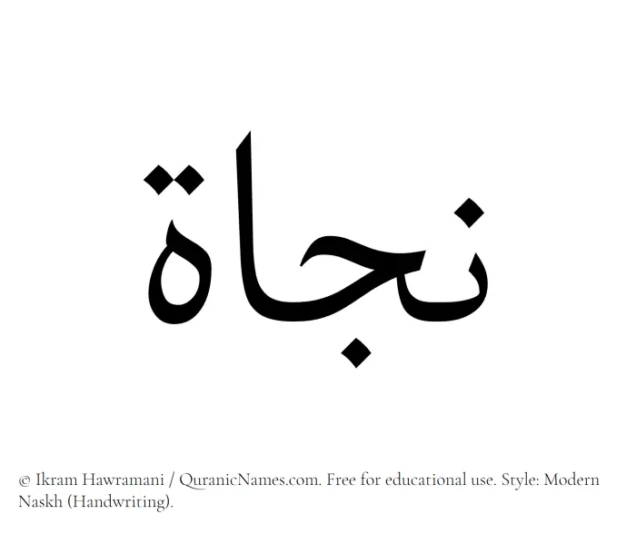 The Muslim name Najat written in naskh script
