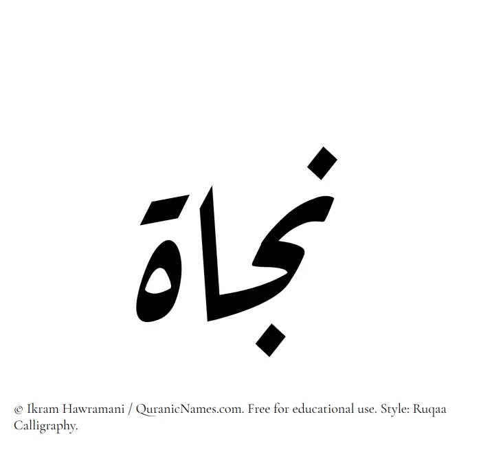 The Muslim name Najat written in Ruqaa calligraphic script