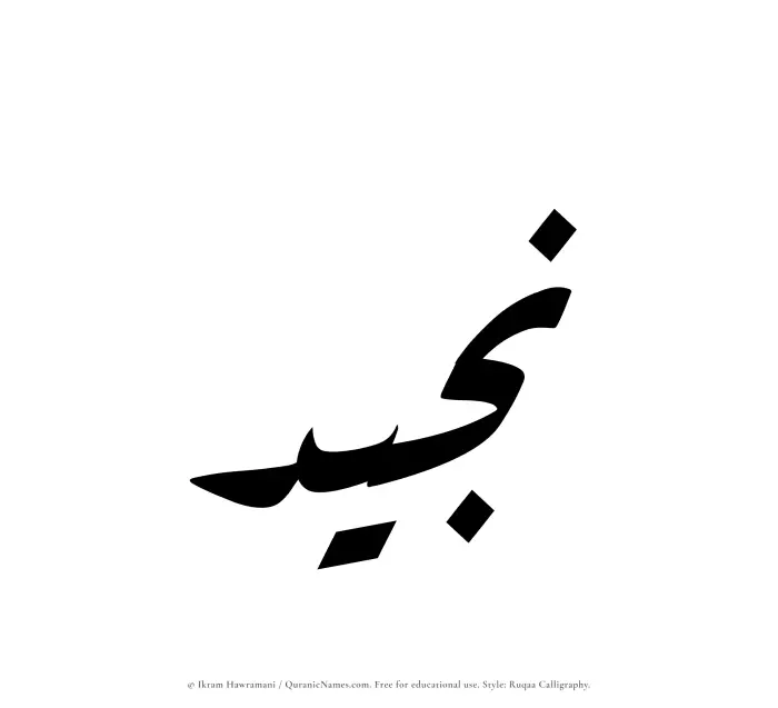 The Muslim name Najeed written in Ruqaa calligraphic script