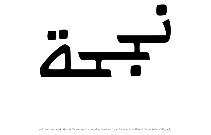 The Muslim name Najhah written in Rubutun Kano calligraphic script