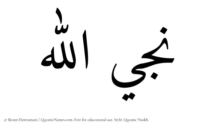 The Muslim name Najiyyullah written in Quranic naskh script