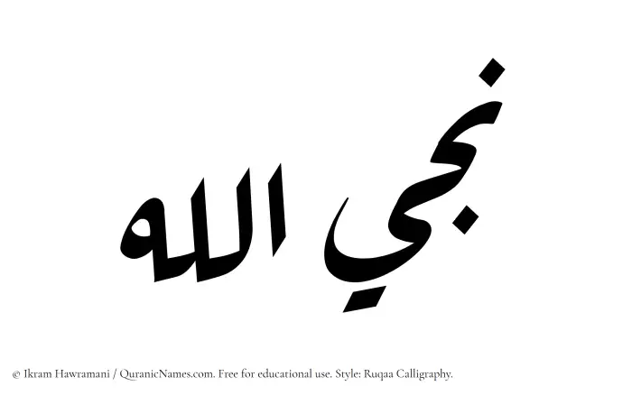 The Muslim name Najiyyullah written in Ruqaa calligraphic script
