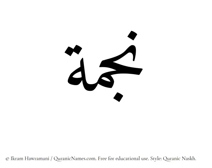 The Muslim name Najma written in Quranic naskh script