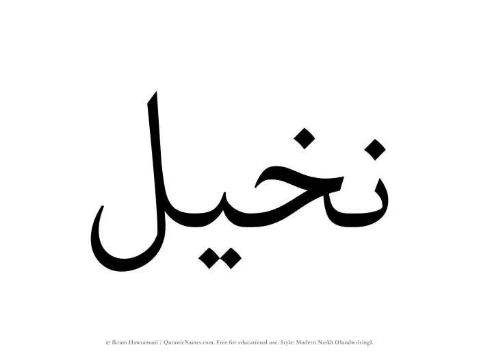 The Muslim name Nakheel written in naskh script