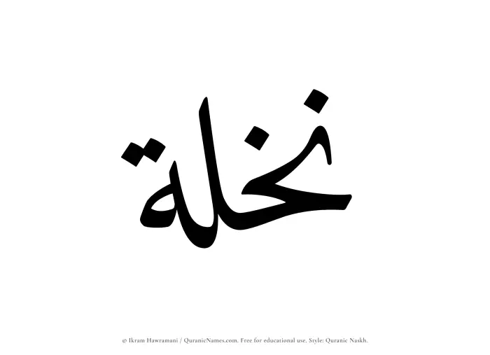 The Muslim name Nakhlah written in Quranic naskh script