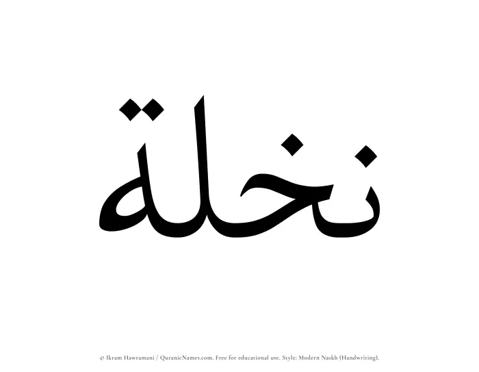 The Muslim name Nakhlah written in naskh script