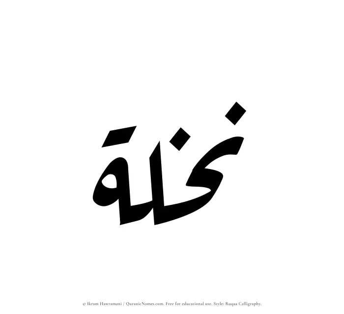 The Muslim name Nakhlah written in Ruqaa calligraphic script