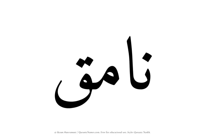 The Muslim name Namiq written in Quranic naskh script