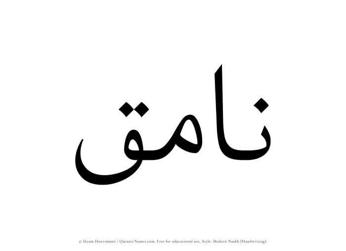 The Muslim name Namiq written in naskh script