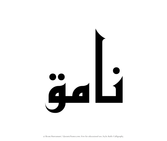 The Muslim name Namiq written in Kufi/Kufic calligraphic script