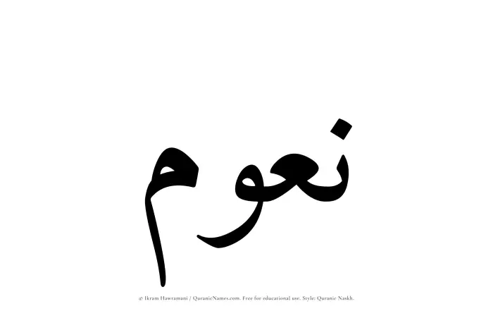 The Muslim name Naoum written in Quranic naskh script