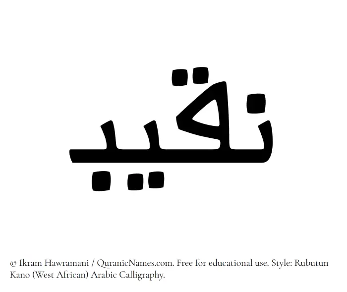 The Muslim name Naqeeb written in Rubutun Kano calligraphic script