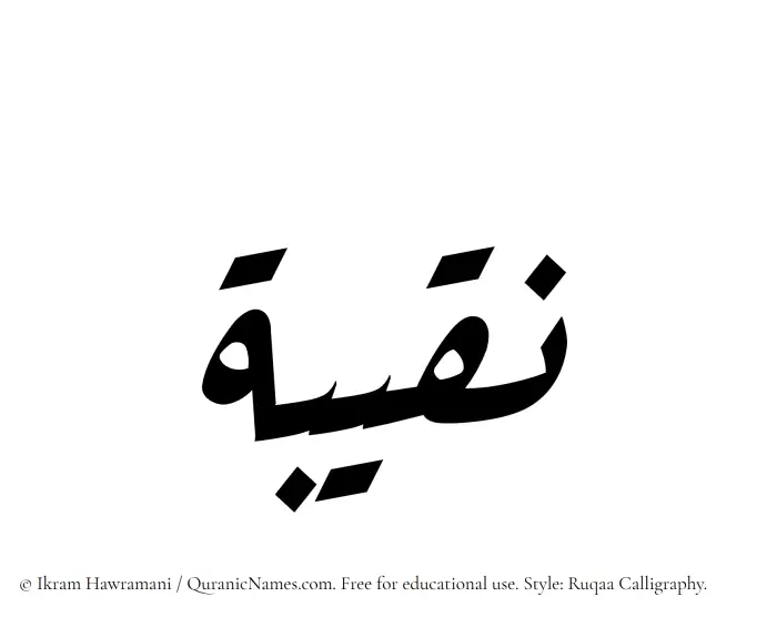 The Muslim name Naqeeba written in Ruqaa calligraphic script