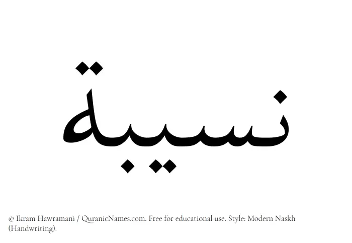 The Muslim name Naseeba written in naskh script