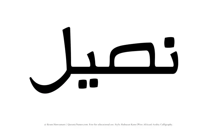 The Muslim name Naseel written in Rubutun Kano calligraphic script