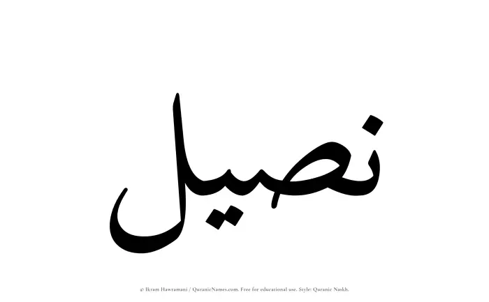The Muslim name Naseel written in Quranic naskh script
