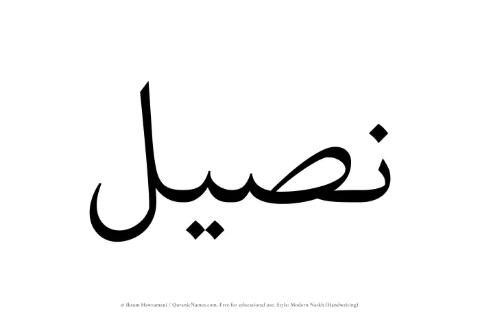 The Muslim name Naseel written in naskh script