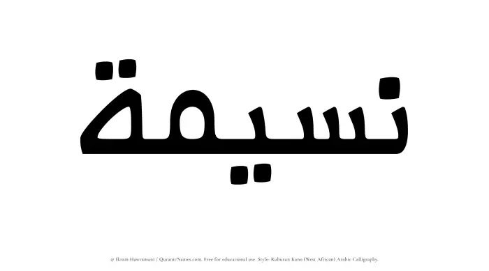 The Muslim name Naseemah written in Rubutun Kano calligraphic script