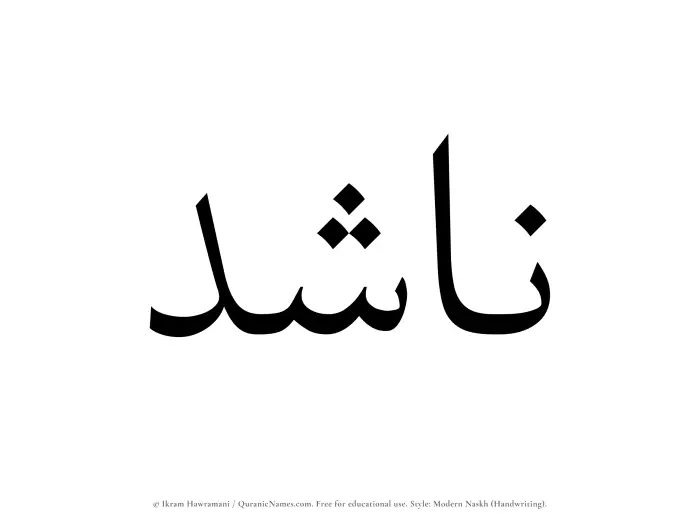 The Muslim name Nashid written in naskh script