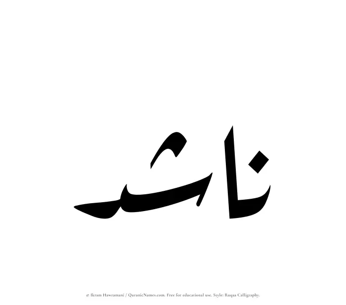 The Muslim name Nashid written in Ruqaa calligraphic script