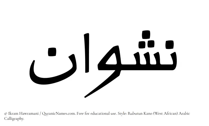 The Muslim name Nashwan written in Rubutun Kano calligraphic script